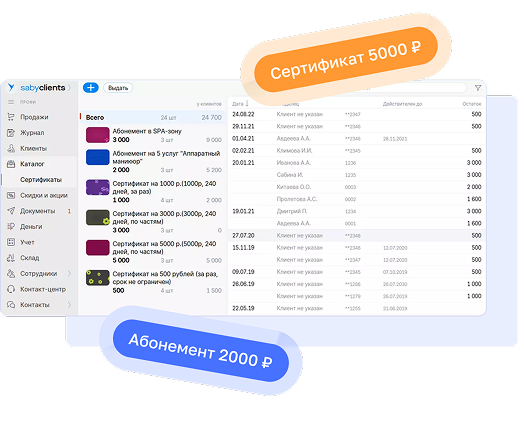 Абонементы и сертификаты